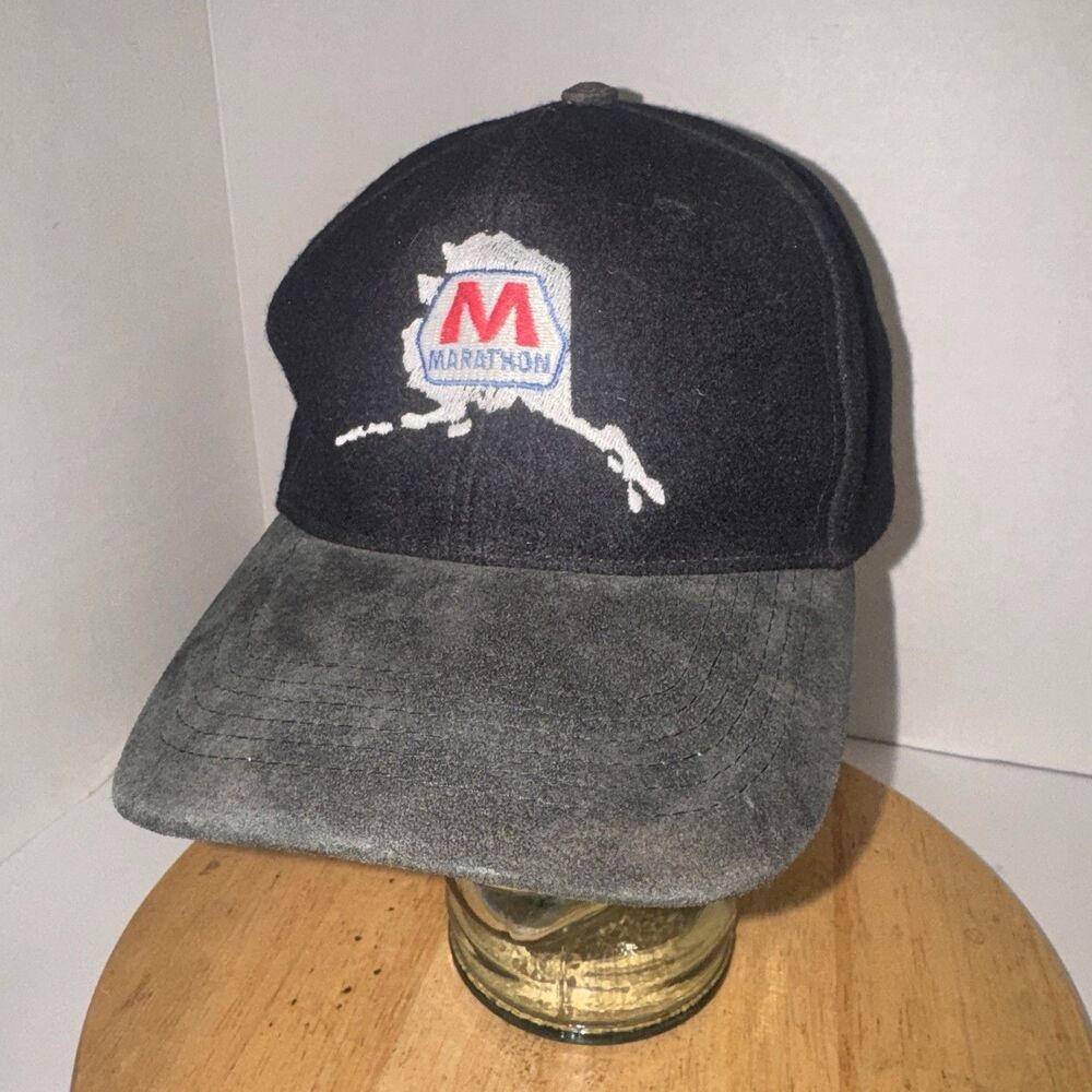 Vintage Marathon Oil Alaska Region Wool Strapback Hat Energy Done Right Cap